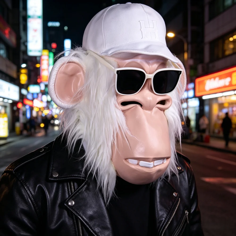 Novelty Cool Monkey Latex Mask with Cap and Sunglasses for Halloween Cosplay Themed Parties and Prank Events monkey animal props view 3