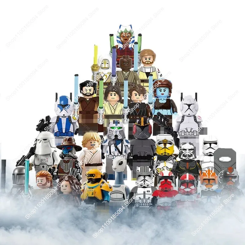 Hot Toys New Star wars Building Blocks Yoda  Luke Skywalker Mandalorian C-3PO Leia Darth Vader Rey Rex Mini Figure Wars Kid Toys