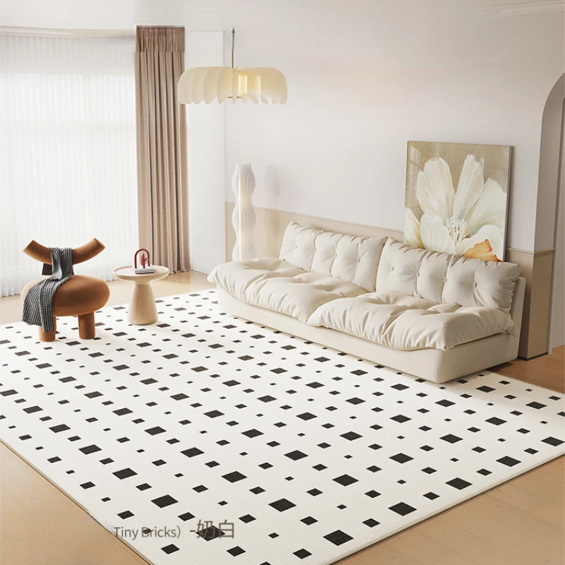 Large Area Living Room Decoration Carpet Fluffy Soft Plush Rug Home Cream Style Floor Mat Thick Checkerboard Rugs for Bedroom image 3