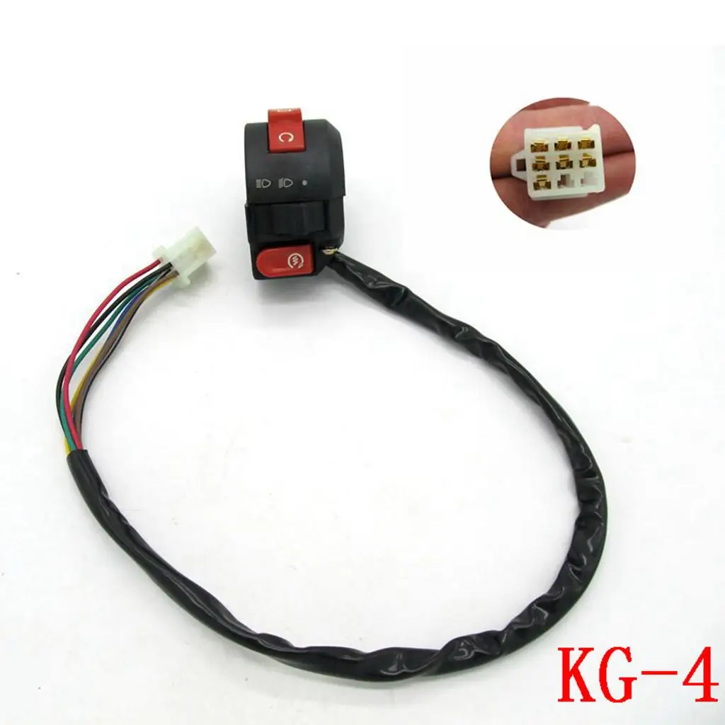 Electric Start Button Housing 7 Wire Kill Start Light Switch for ATV Left Handlebar 125cc Compatible