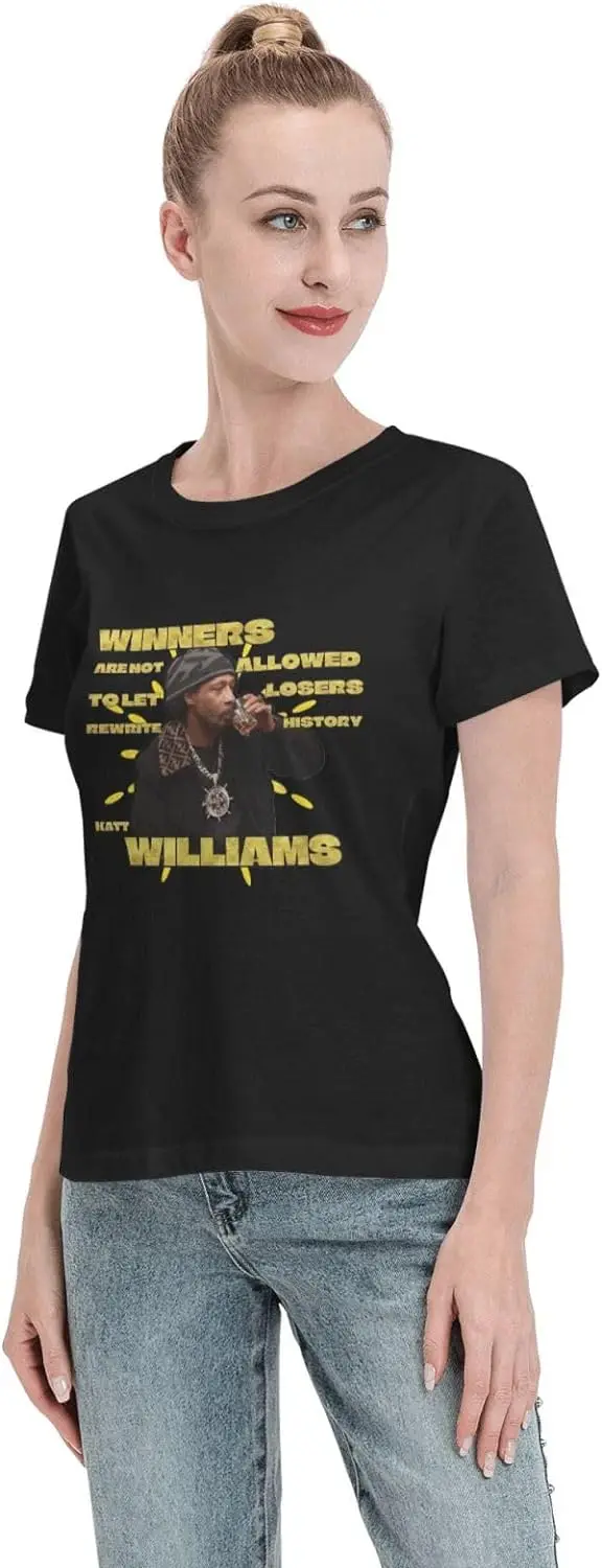 Katt and Williams Women Fashion 3D Print T-Shirts Funny Graphics Pattern Crewneck Short Sleeve Black