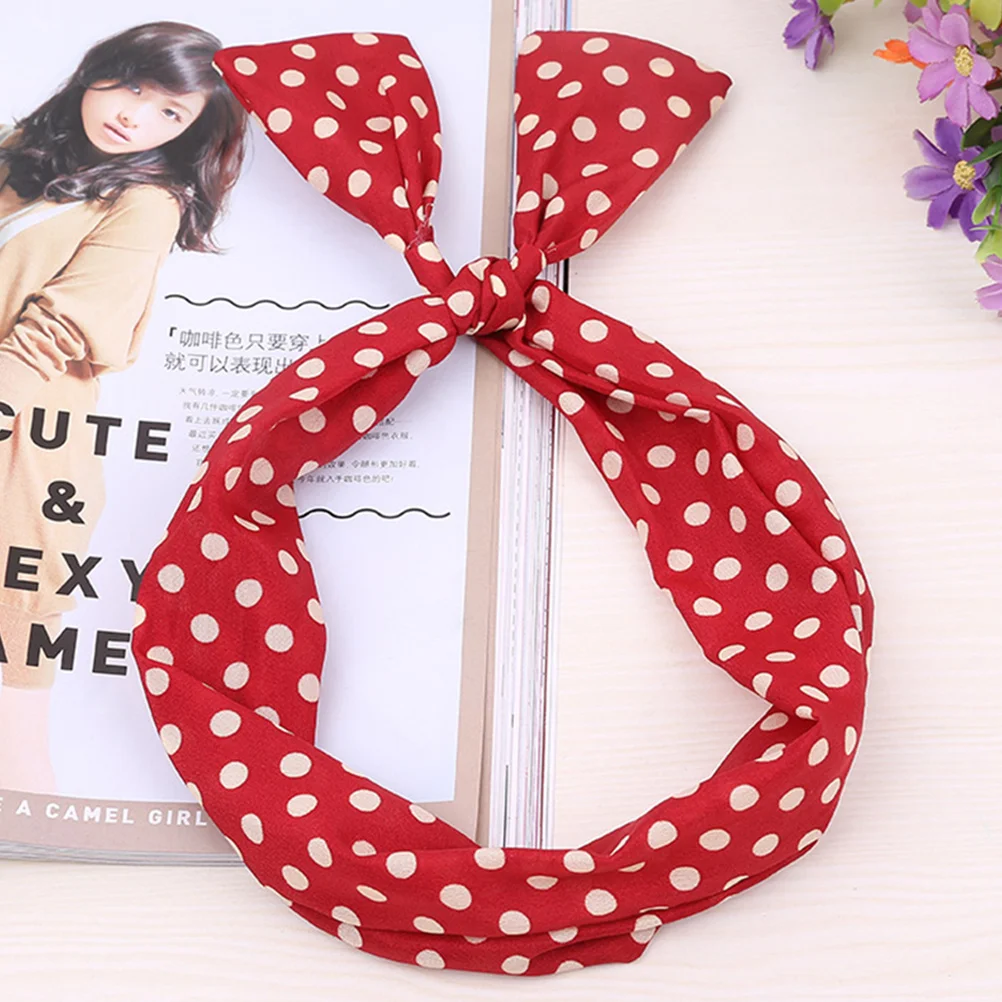 

2Pcs Rabbit Ear Headbands Elastic Wide Dot Hair Bands for Women Makeup Yoga Spa Hair Accessories Cloth Headbands