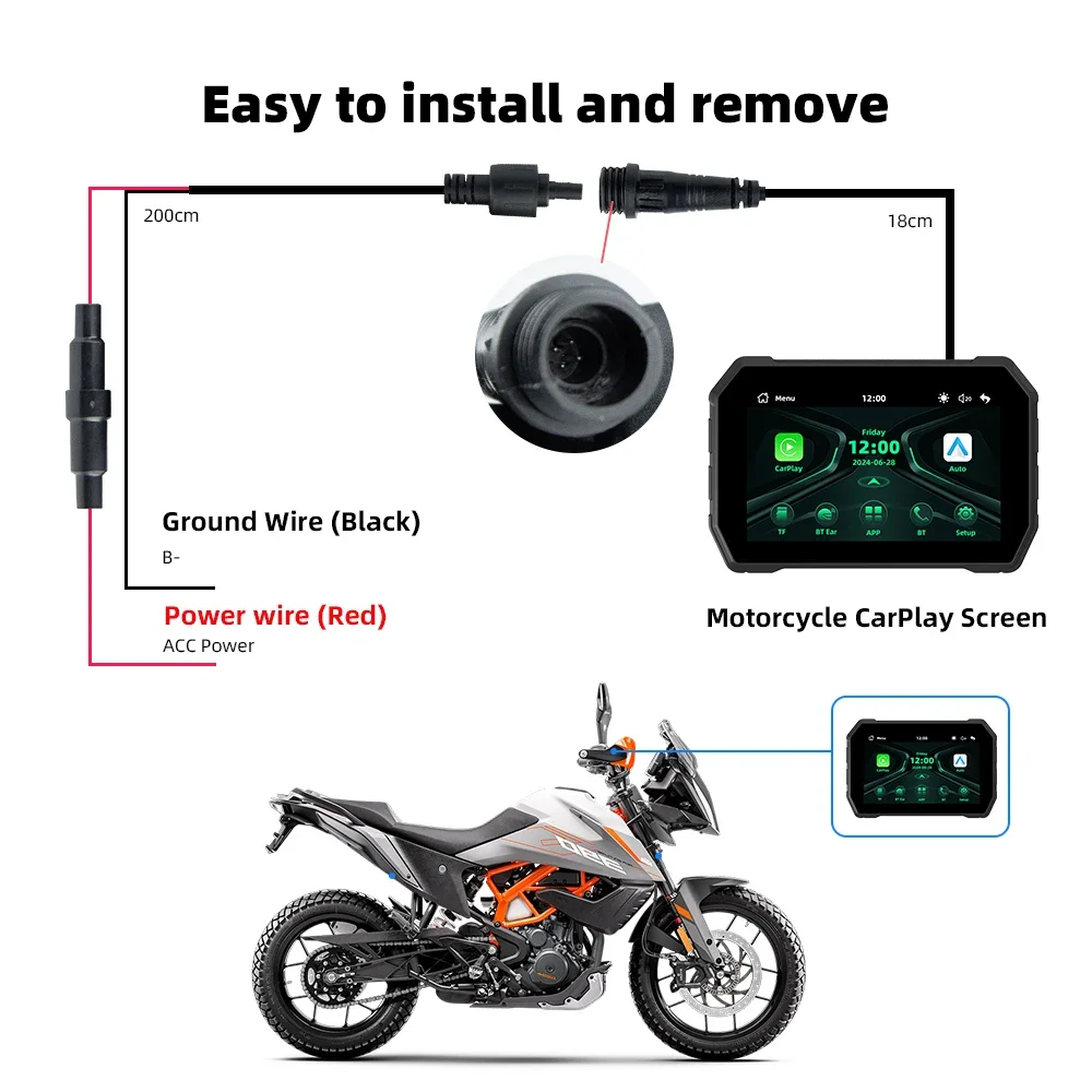5 inch Wireless CarPlay Moto Android Auto Digital Motorcycle Dashboard GPS Motorcycle Navigation Two Theme Display Screen image 6