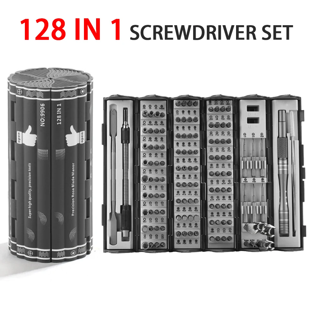128 in 1 Precision Screwdriver Set Magnetic Phillips Torx Screw Driver Bits Portable for precision instruments phones tablets