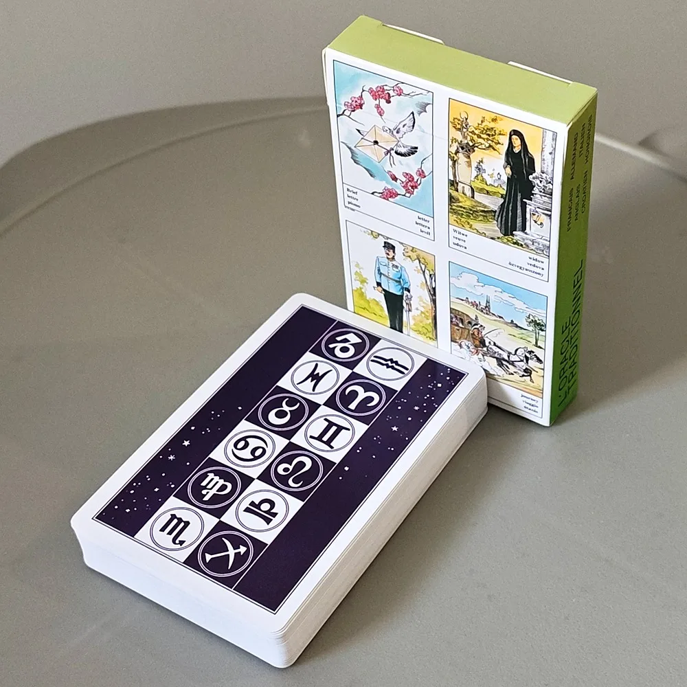 9*6cm Vintage Traditional Gypsy Cards with Multilingual Meanings & Zodiac Constellation Backs 36 Pcs Classic Oracle Cards