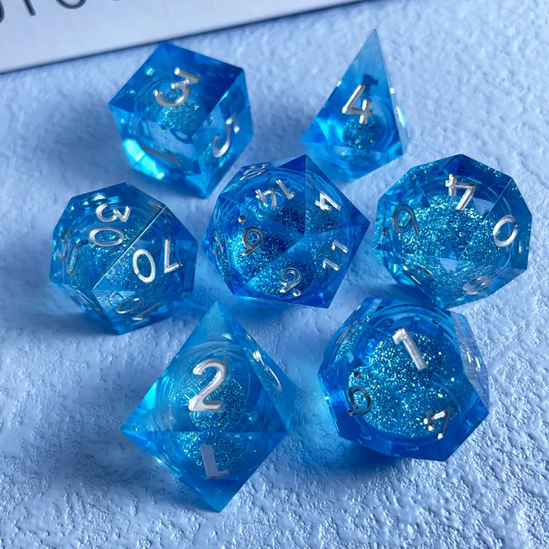 7PCS DND Dice Sets Polyhedral Liquid Quicksand for Dungeons And Dragons RPG Dice For Table Games Boardgame Toys Gift Accessories 3