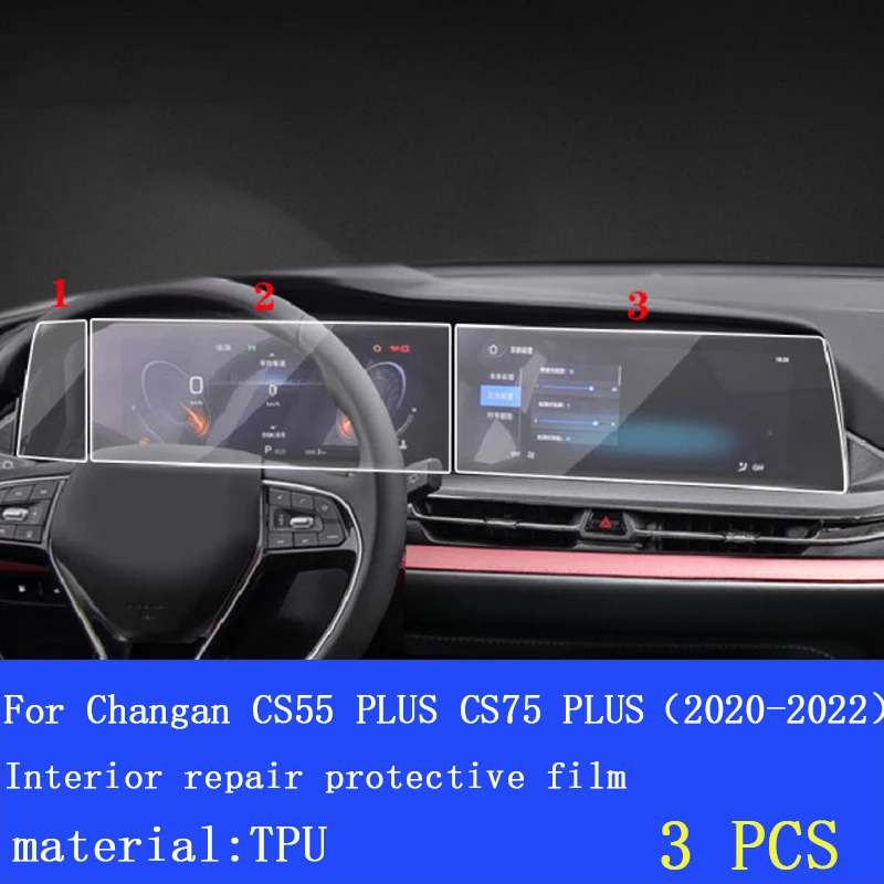 For Changan CS75 PLUS 2021-2022 Car Interior Center Console Transparent TPU Protective Car Sticker Anti-scratc Repair Film