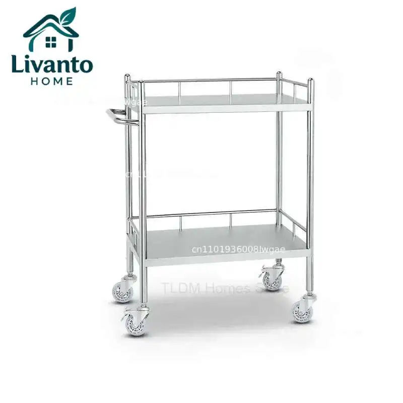 

Thickened Stainless Steel Medical Beauty Trolley Rack Surgical Instrument Trolley Instrument Table Nurse Dressing Small Cart M