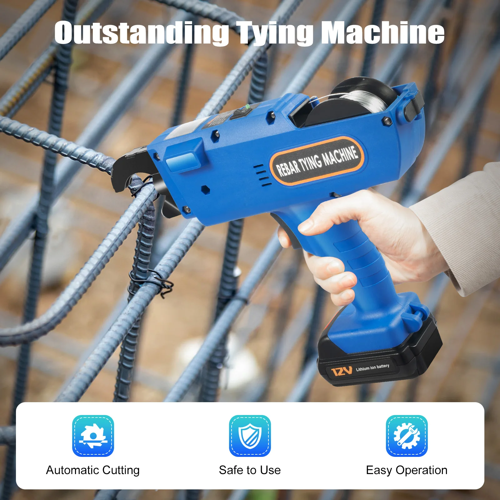

Automatic Handheld Rebar Tying Tool, 8-34mm Rebar Tying Machine, Reinforcing Steel Tying Machine
