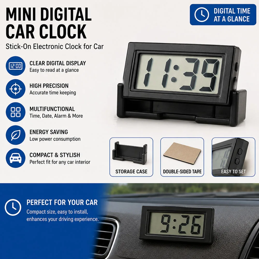 Mini Desk Clock Date 12H Time Display AG10 Battery Powered Electronic Table LCD Clock For Travel Car Bedroom Home Decor