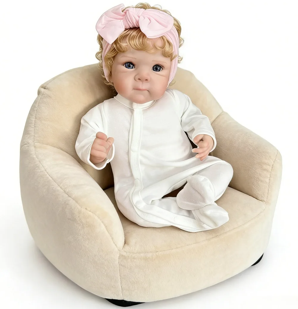 45CM 18인치 베티 리본 베이비돌, 부드러운 몸체의 실제같은 신생아 여자아이 인형, 보이는 핏줄이 있는 수제 아트 인형, 베베스 리본