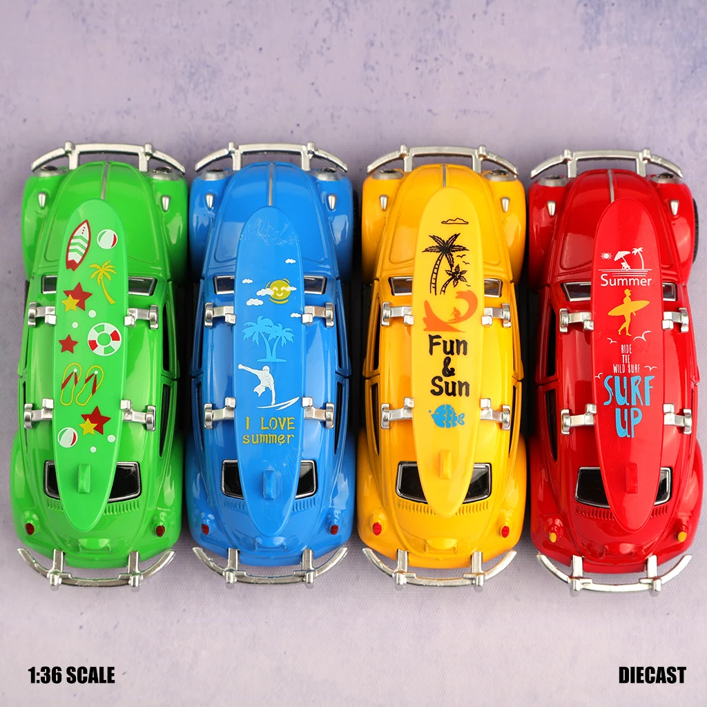 (袋入り) 1:36スケール ビートル スケートボード、ビーチスケートボードデザイン。 スケートボードは取り外し可能です。取り外し可能な子供用おもちゃです。