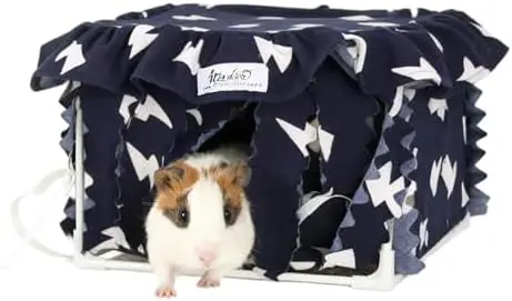 Cozy, Washable Small Animal Hideout Bed for Guinea Pig, Hamster, Bunny & More – Blue