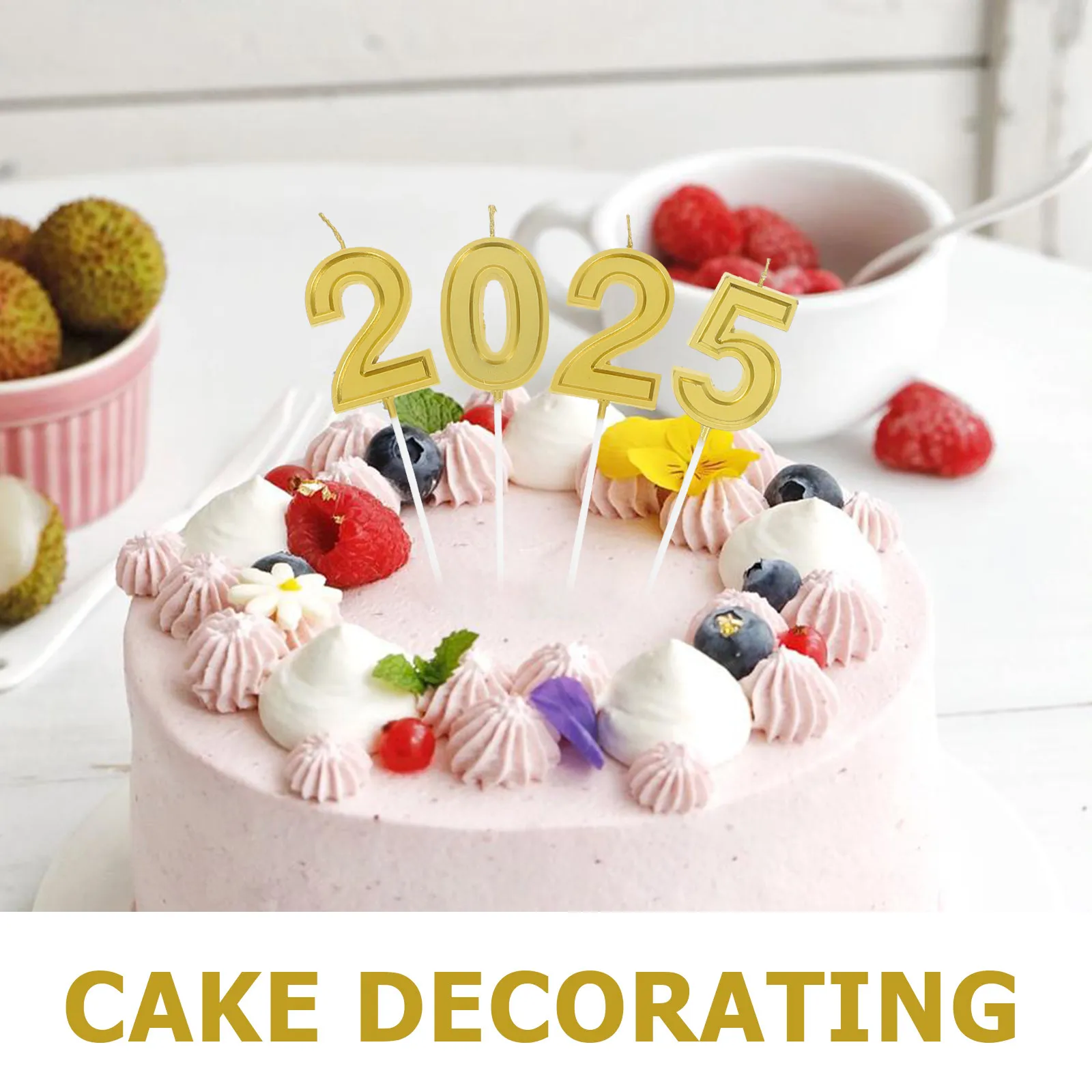 2Set Holiday Cake Number Candles Reusable 2025 2026 Christmas New Year Cupcake Toppers Party Supplies Number Candles