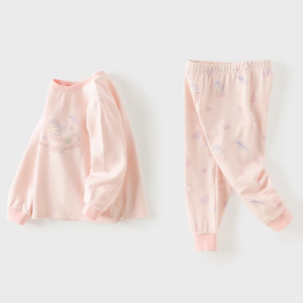 Dave Bella Boys Girls 2pcs Pajama Set Children  Autumn Winter Bottoming Suits Indoor Homesuits Sleepwear Set DB4264046