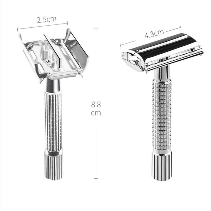 1 pçs navalha de barbear manual para homens barbearia lâmina lidar com dupla face rotativa aberta à prova dwaterproof água fácil de usar navalha de segurança