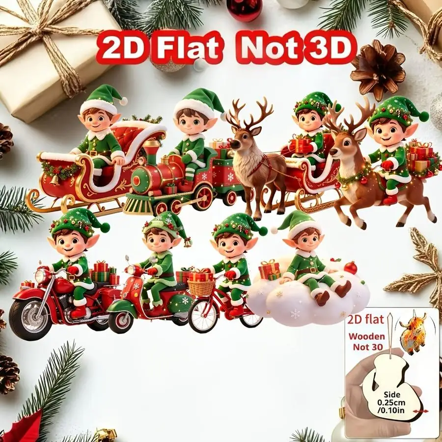1/5/10/20/50/100pcs 8-Piece 2D Flat Set, New and Fun 2D Wooden Relief Ornaments to Hang Around the House, Christmas, Mother's Da