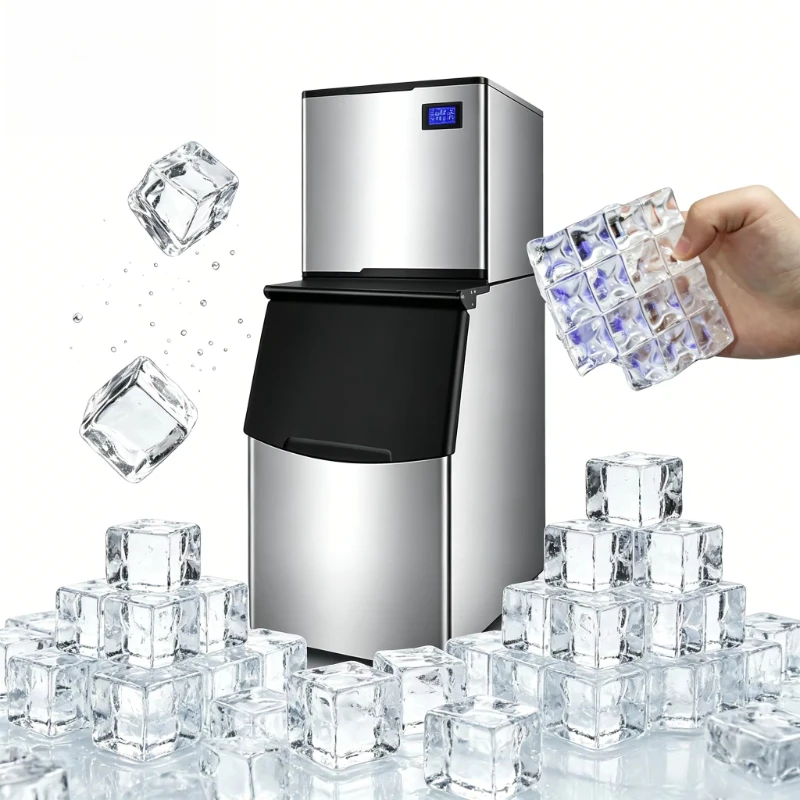 Commercial 200kg African Warehouse Ice Cube Making Machine Produces Transparent Ice Block for Restaurant Business