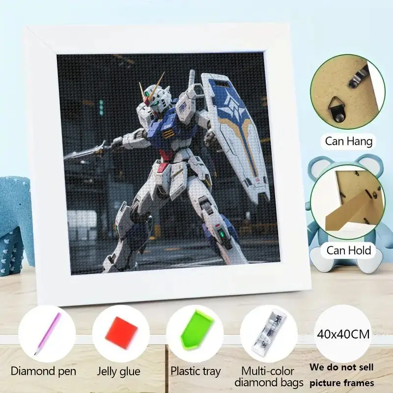 

5D Full Drill Diamond Painting Kit, культовый робот Gundam Mecha, аниме-персонаж, сделай сам, настенное искусство, 40x40 см, научная сцена, домашний декор
