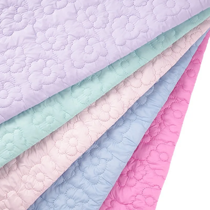 7colors Flower Quilted Cotton Fabric Candy Colored Cotton Clip Embroidered Fabric Fall Warm for DIY Winter Sewing Cloth 0.5/1/2m - view 6