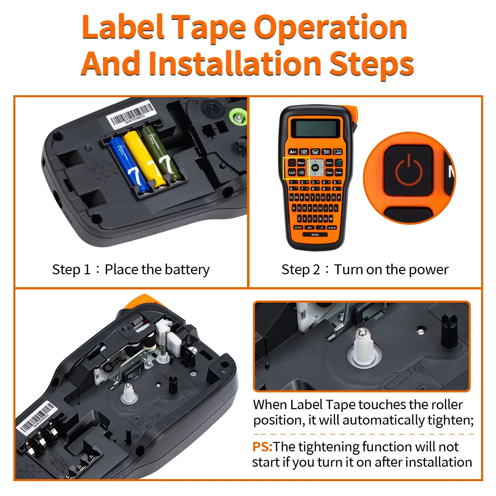 E1000 Pro Label Printer Handheld Industrial Label Maker Compatible for Brother 12mm TZe-231 631 Tze 531 Label Tape