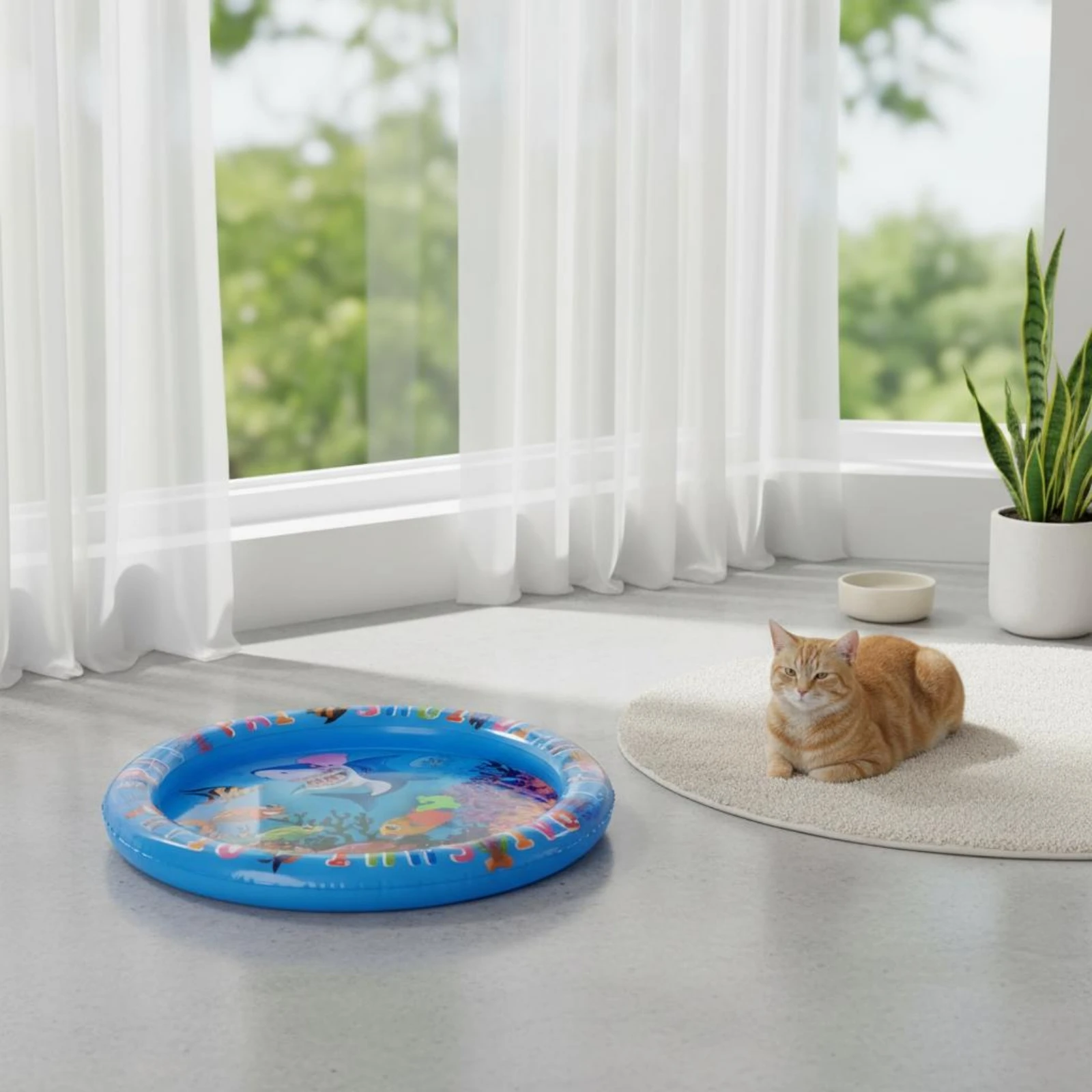 Shark Pet Water Bed Interactive Inflatable Pet Water Bed Inflatable Cooling Pad Portable Easy to Clean for Pets - view 3