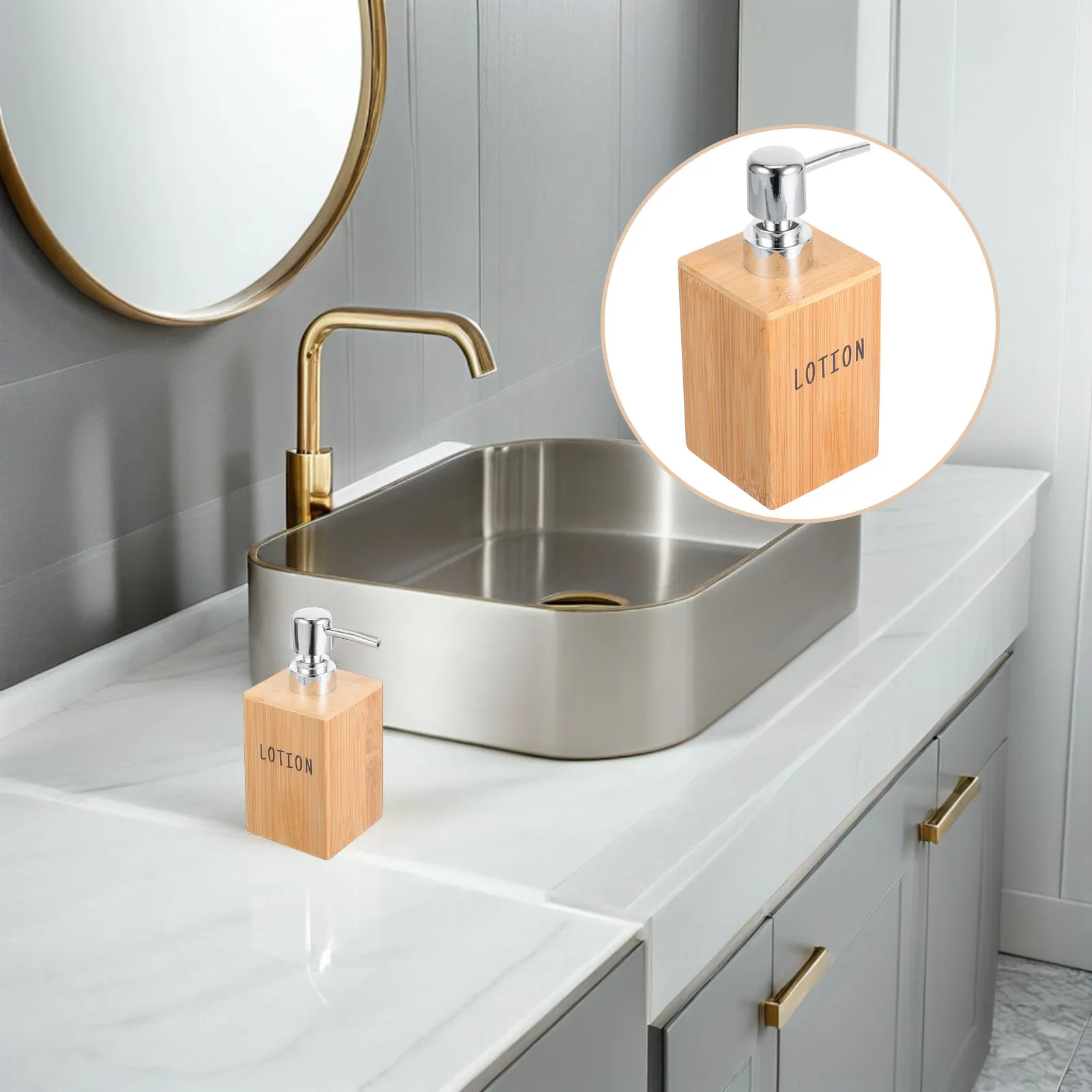 

Press To Use Soap Dispenser Bamboo Liquid Pump Bottle For Hand Soap Body Wash Shampoo Refillable Bathroom Kitchen Container
