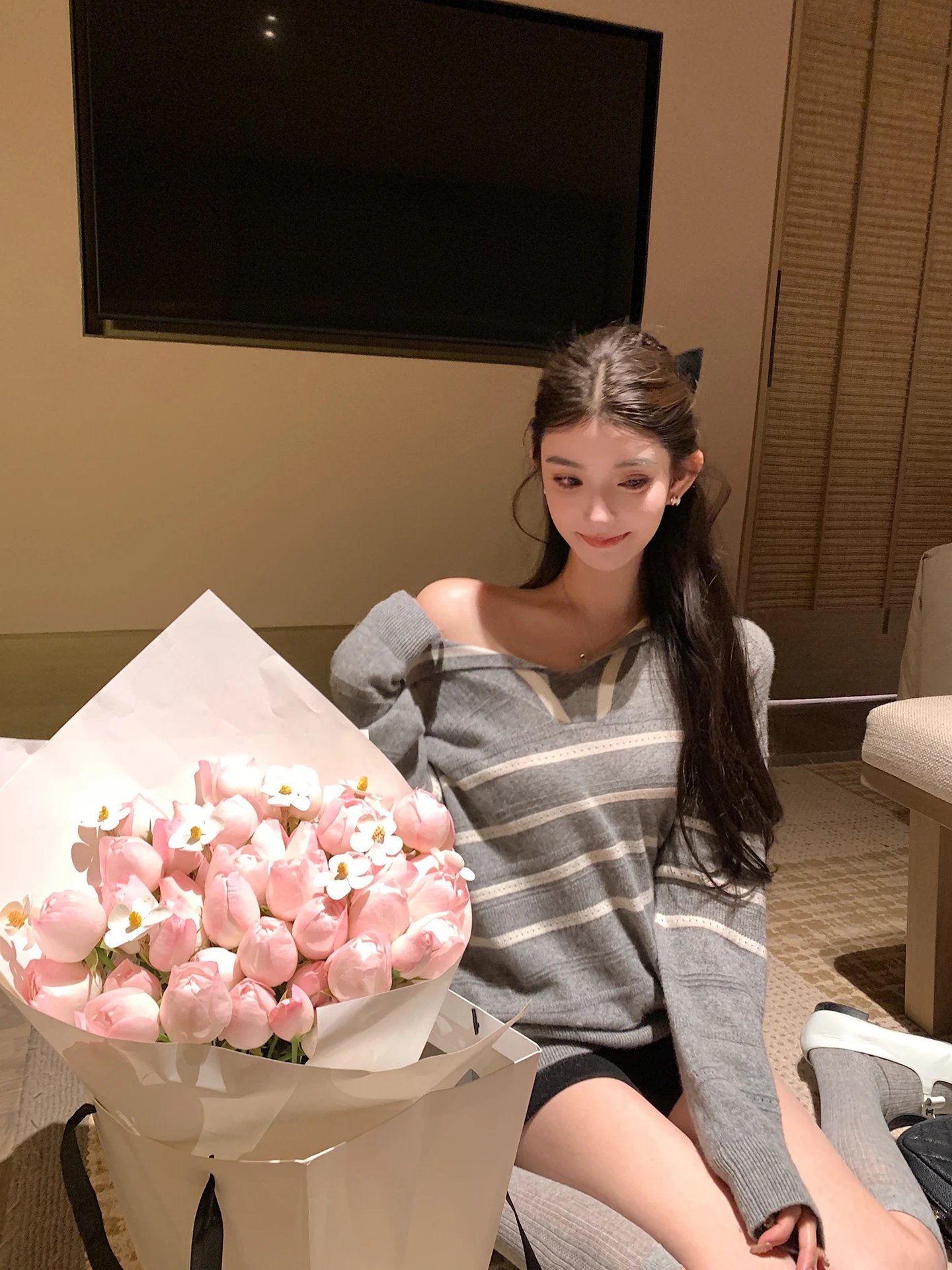 

Вязаный топ Lilylikes Early Spring Camere в полоску с темно-синим воротником, из качественной шерсти, для девочек, повседневный, с длинными рукавами, стандартный крой