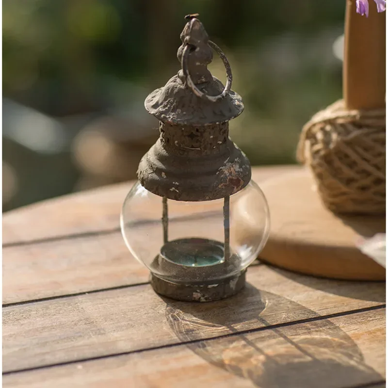 Rustic Outdoor Lawn Candle Lamps, Decorative Ground Lights, Iron Spike Wind Lamps, Aged Nostalgic Crafts, Candle Holders