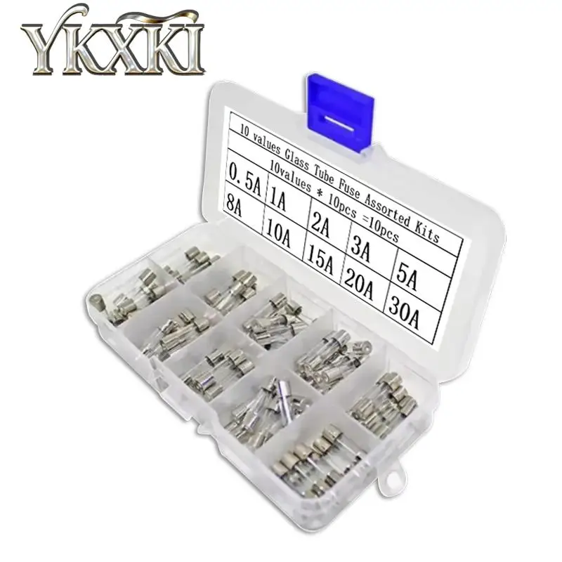 50-100Pcs 5x20mm 6x30mm Quick Blow Car Glass Tube Fuse Assorted Kits 0.2A 1A 2A 3A 5A 8A 10A 15A 20A 30A Fast blow Glass Fuses