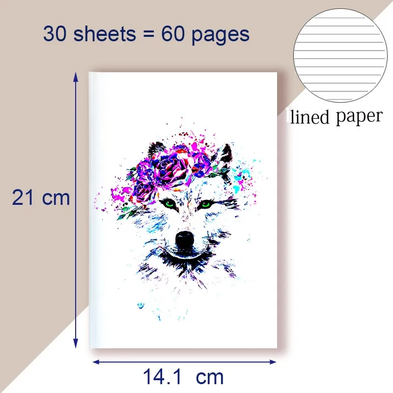 A5 Notebook Animal Galaxy Wolf Head Nordic Minimalist Note Book Minimal Line Abstract Drawing Cover Journal Graffiti Planner