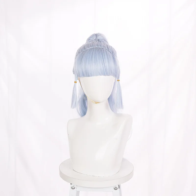 Peruka do cosplayu Genshin Impact Kujou Sara, Inazuma, kucyk z tygrysim pyskiem, zestaw akcesoriów do włosów