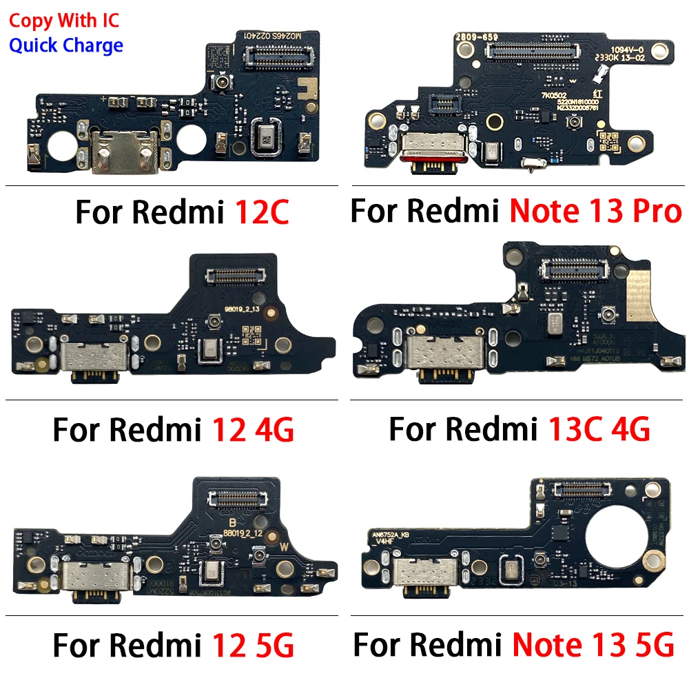 Tested USB Charger Dock Connector Charging Port Microphone Cable Replacement For Xiaomi Redmi 12C 13C 12 4G 5G Note 13 Pro Plus