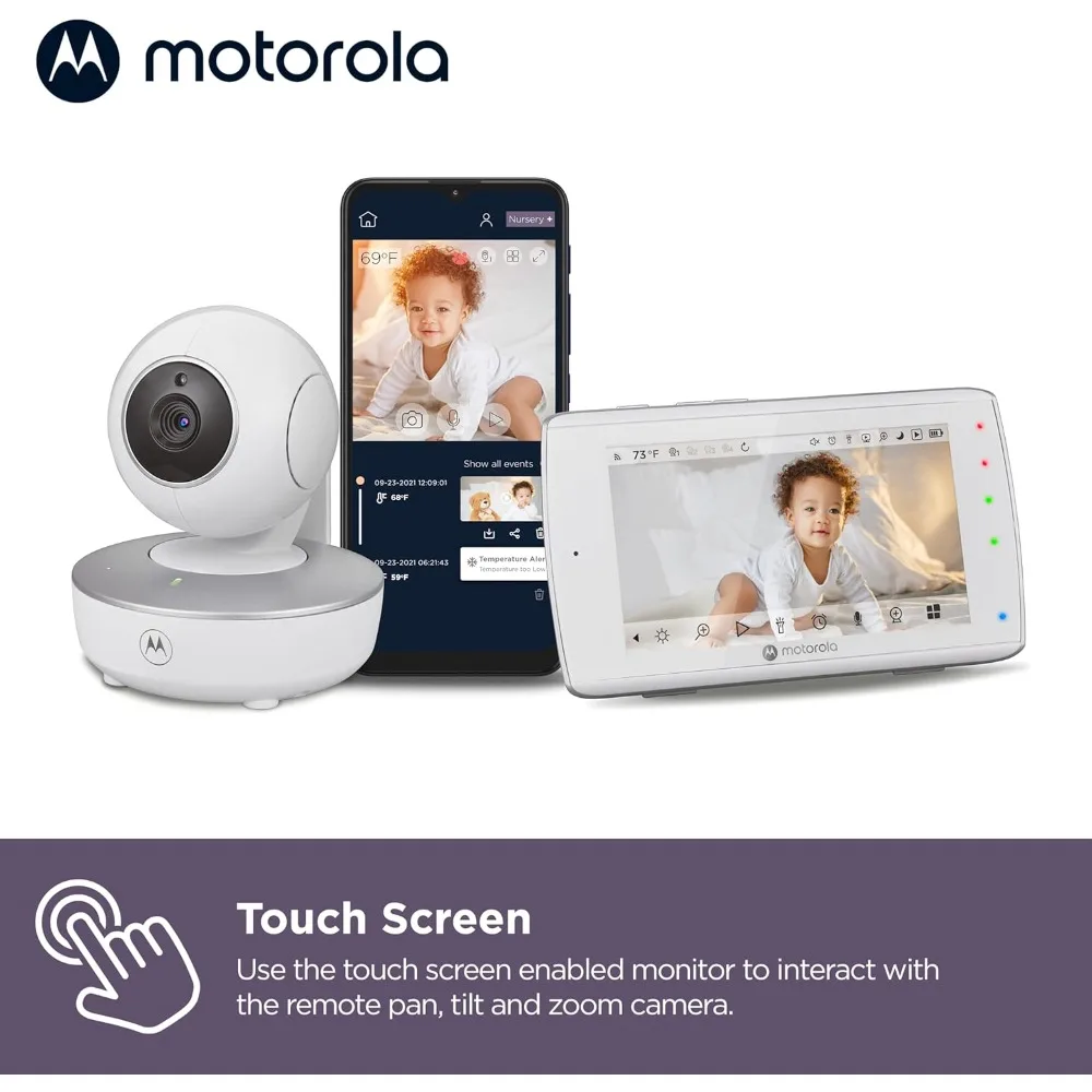Motorola Baby Monitor VM36XL, Portable WiFi Video Baby Monitor with HD Camera and Touchscreen Display, Connects to Smart Phone A