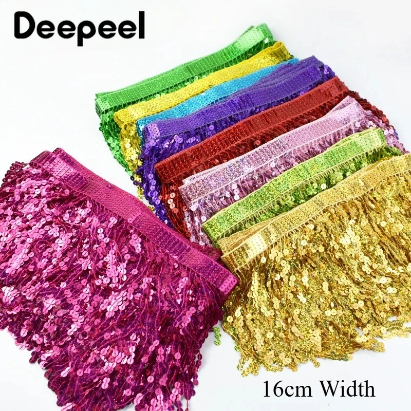 

1/2/5M 16cm Sequin Fringe Tassels Wedding Dresses Decorative Trimmings Fringes Curtains Clothes Lace Trim DIY Sewing Accessories