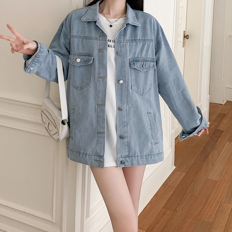 Korean version of the retro blue denim jacket female spring and fall 2024 new bf loose versatile design niche shirt jacket