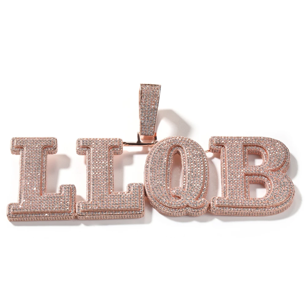 Imagem -02 - Rei Bling-custom Bold Letters Nome Colar de Pingente Micro Pavimentado Colar 5a Cubic Zirconia Cadeia Hip Hop Jóias o