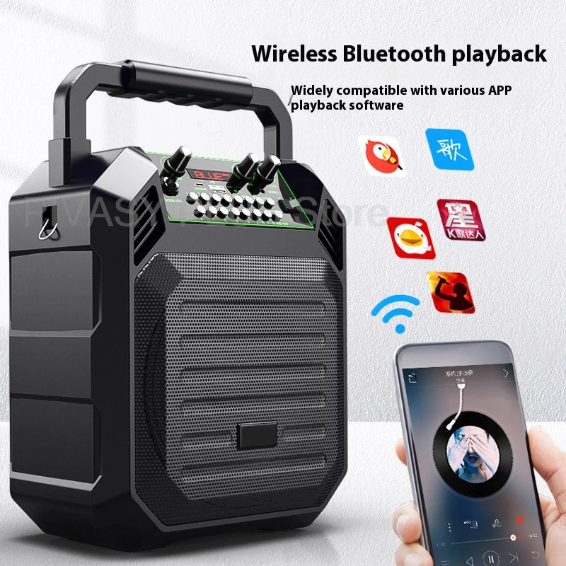 300W piek Bluetooth-luidspreker Draagbare draadloze handbediende klankkast met microfoon 6-8H afspeeltijd Audio FM-radio voor buitenkaraoke