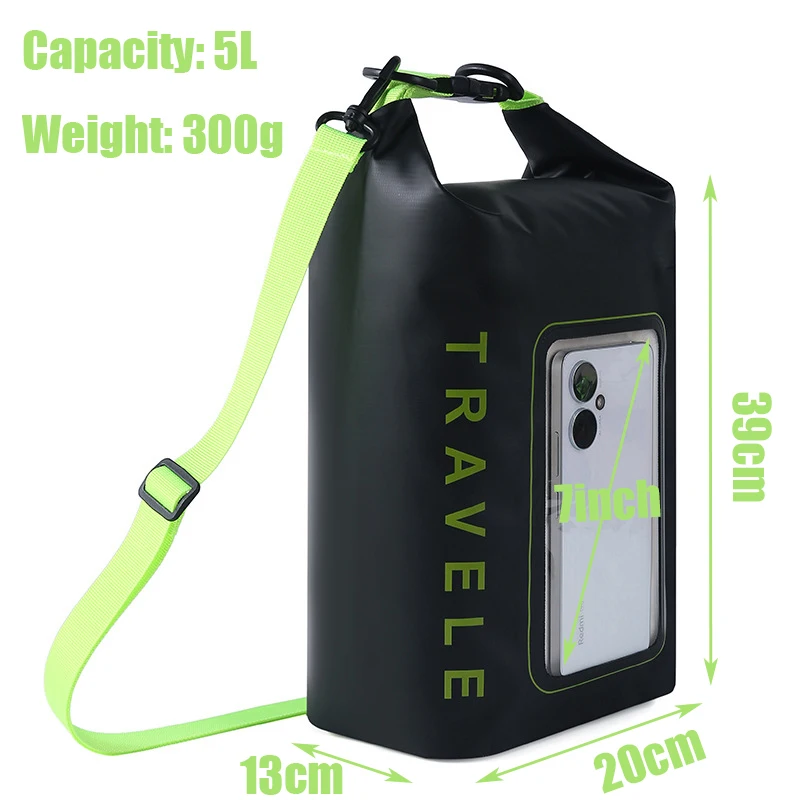 Custom Logo PVC Waterproof Bag Large Capacity Gear Bag Transparent Touchable Phone Pocket for Camping Hiking Lightweight Durable