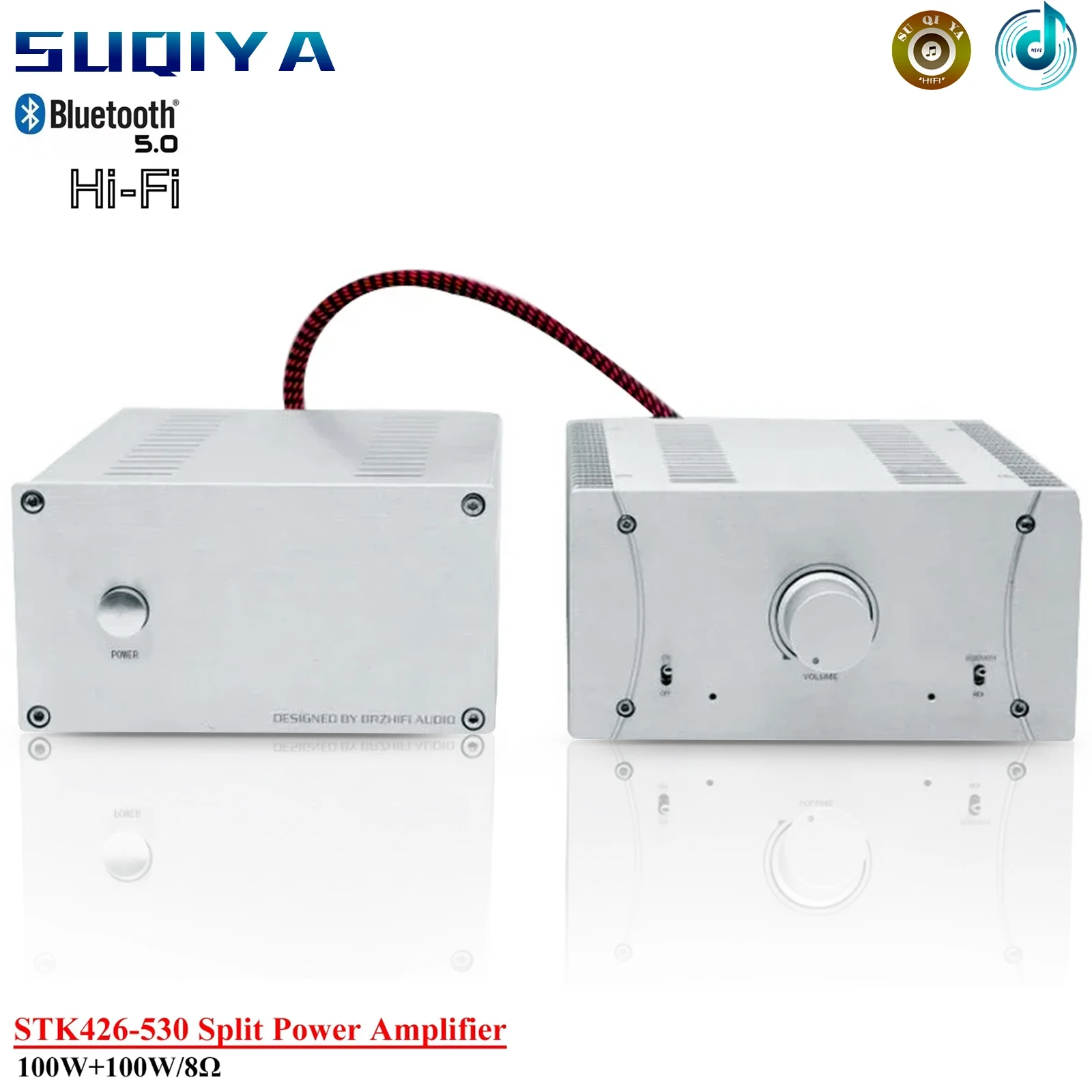 

2*100w STK426-530 Split Power Amplifier High Power Bluetooth 5.0 2-channel HIFI Amplifier Class AB Audio Amplifier