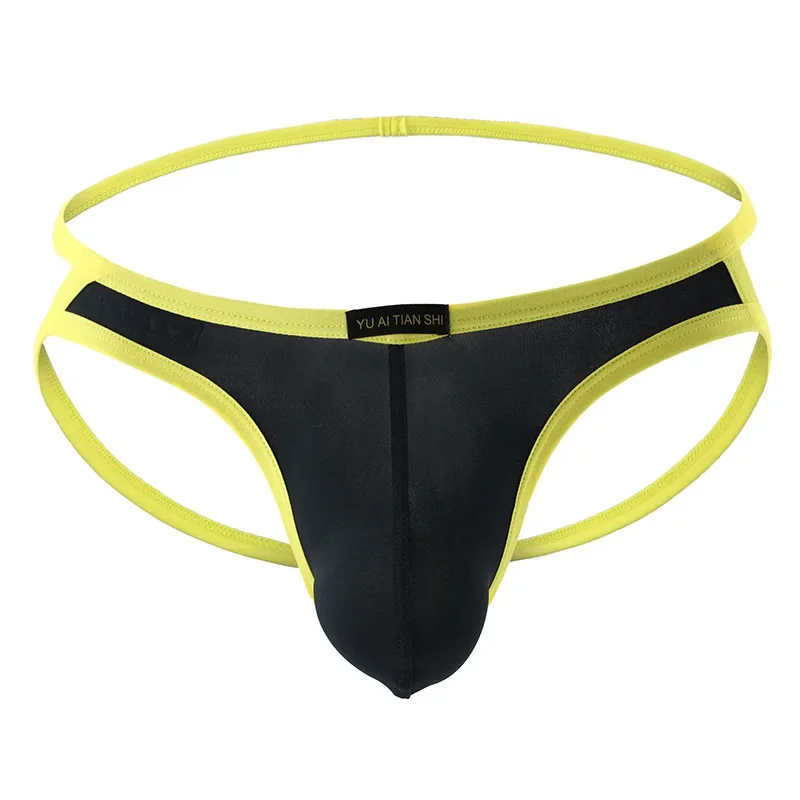 Men's Bulge Jockstrap Gays Sexy Low-Rise Nylon Double Strap Thong Breathable Backless Solid Color Underwear Open Buttocks Thongs
