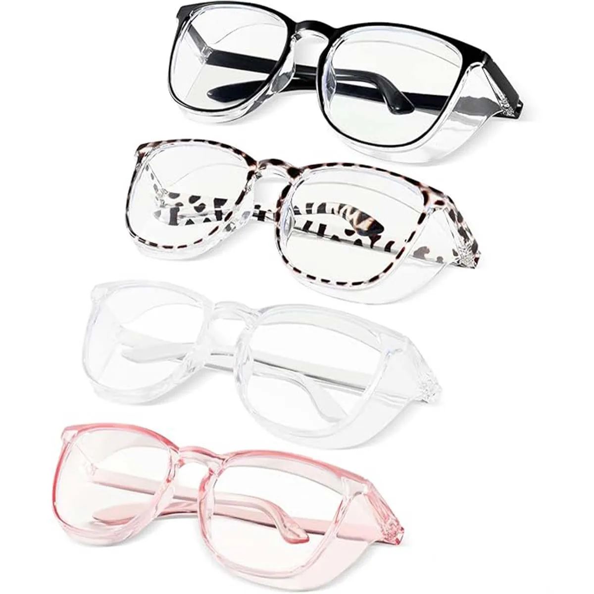 

3/4 Pack Stylish Safety Glasses Goggles for Women Girls Anti-fog Glasses Protective Eyewear Clear Glasses HM9