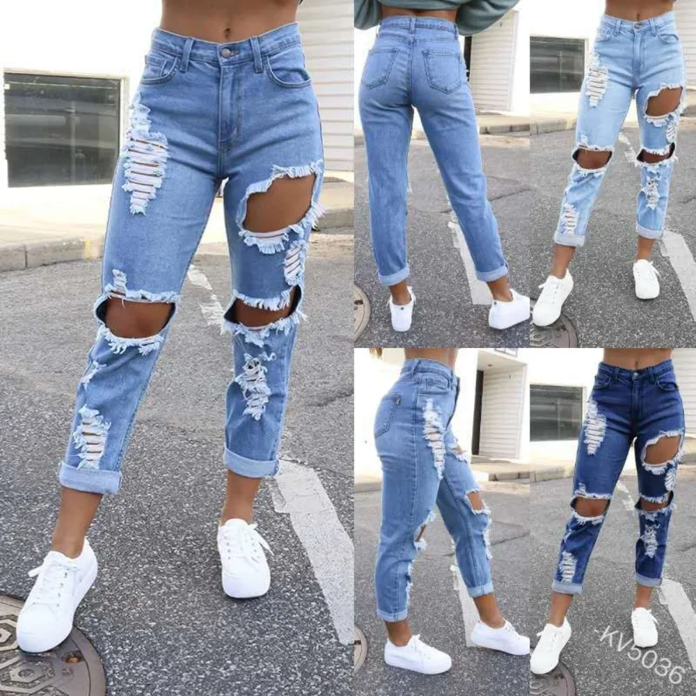 

Ripped Jeans Women's Jeans Slim Fit Straight Hole Casual Street Fashion Personality Autumn New Item