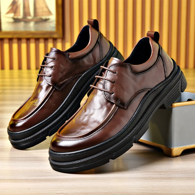 

Shoes For Men lace up Casual Easy Wear oxfords Men Genuine Leather Fashion office Work Designer men shoes 2024 New Arrival