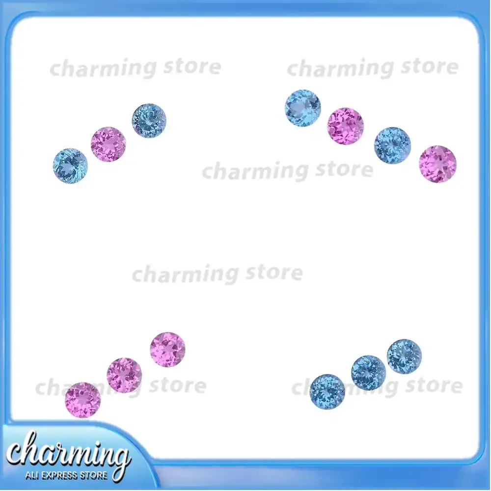 

Round Lab Grown Sapphire Gemstone Pink Sea Blue Spinel for Jewelry Making DIY Craft Synthetic Sapphire for Diamond Tester AGL