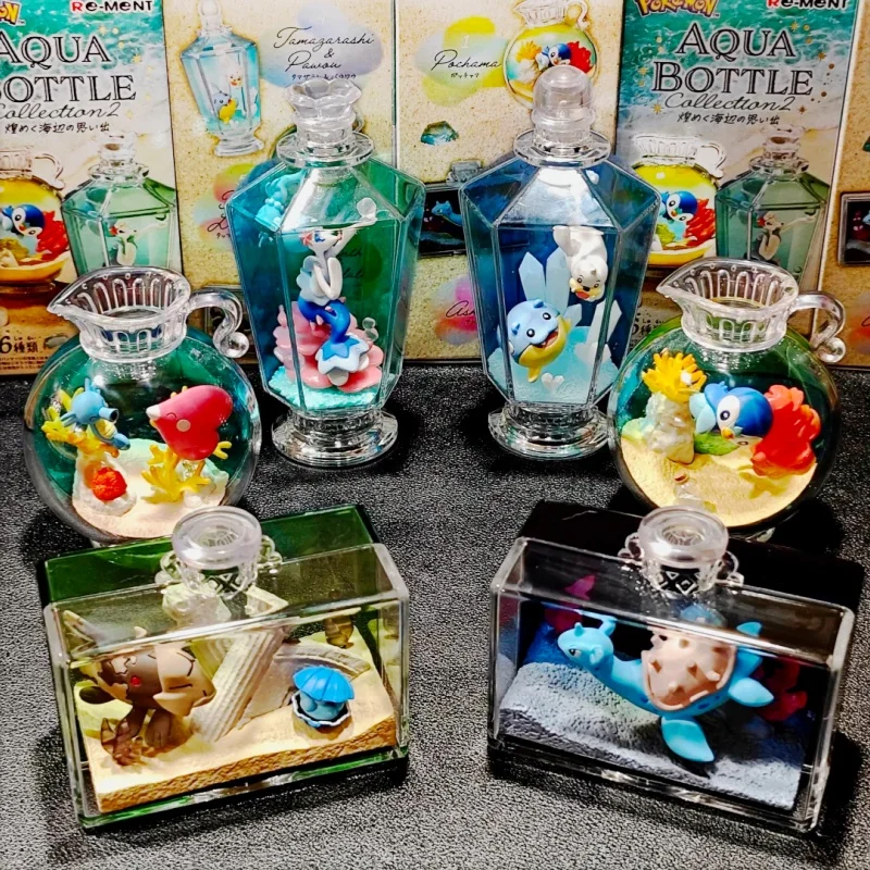 

Genuine Re-Ment Pokemon Aqua Bottle Collection 2 Anime Figure 6 Pcs Coastal Primarina Lapras Horsea Model Toy Trendy Gift