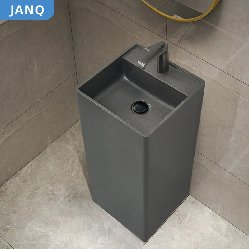 One-piece wash basin, one-piece basin, artificial stone square column basin, bathroom wash basin floor-to-ceiling wash basin
