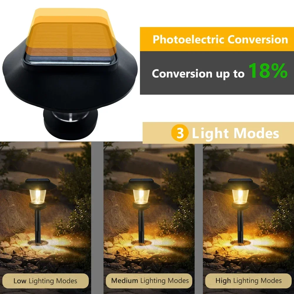 Luces LED solares para camino al aire libre, lámpara IP65 impermeable para Patio, jardín, pasarela, entrada, Auto encendido al atardecer, 6/2 piezas