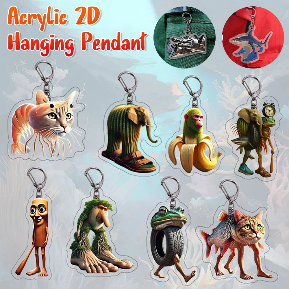 

TungTungTungSahur Keyring Tralalero Tralala Brainrot Tung Tung Sahur Keychains Acrylic Trulimero Trulicina Boneca Ambalam Funny