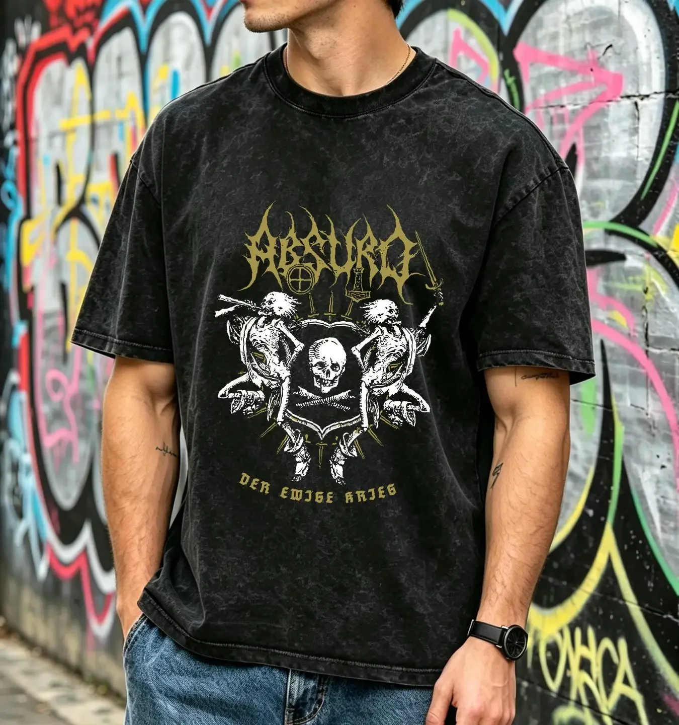 washed T Shirt New Absurd Asgardsrei For Fans All Size 1LU122 long or short sleeves vintage Washed fashion Stylish Versatile
